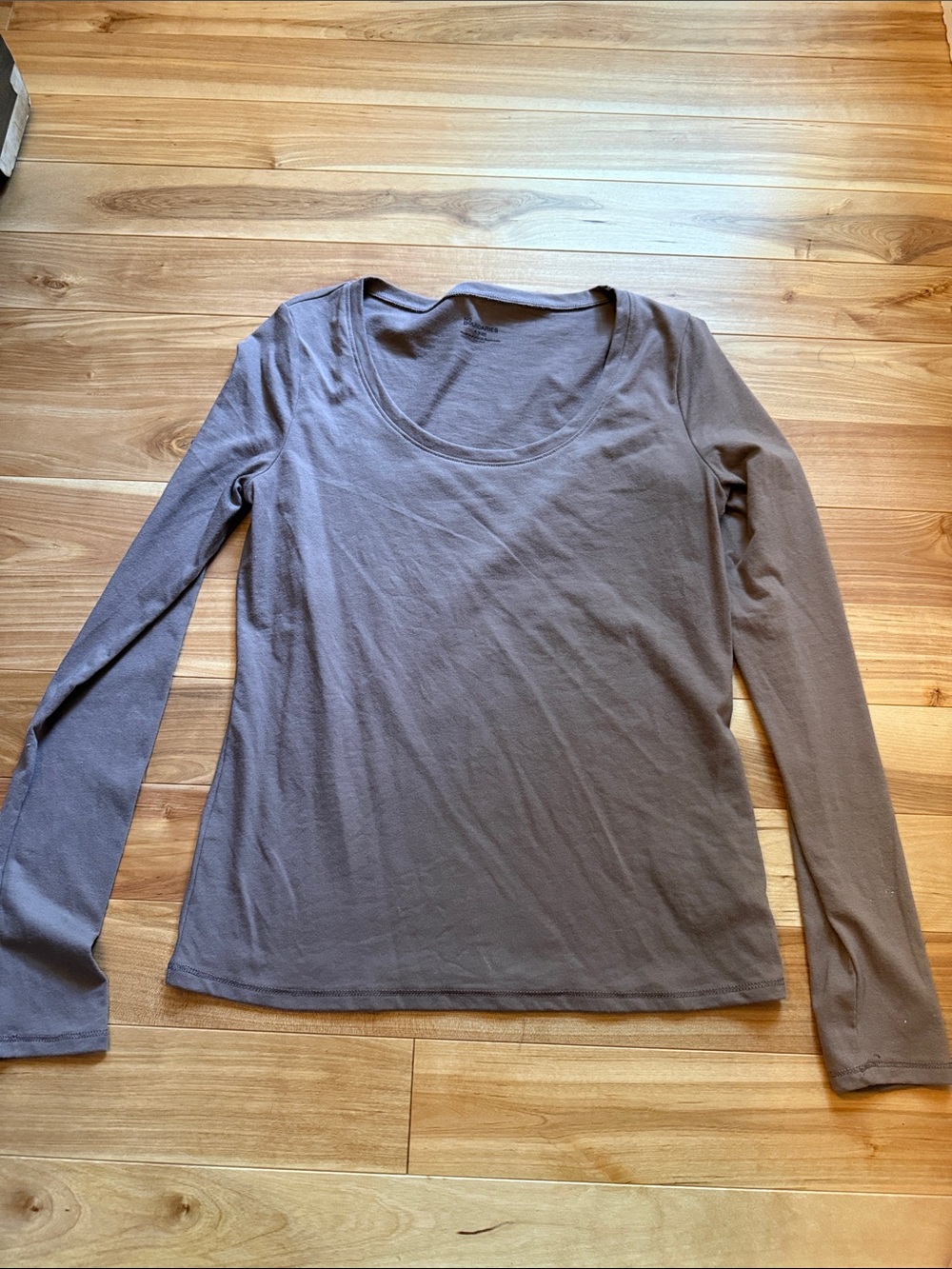 No Boundaries Long-Sleeve Scoop Neck Top in Taupe